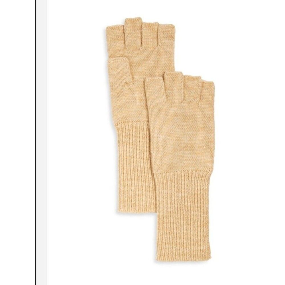 Aqua Exclusive For Bloomingdale's Beige Fingerless Knit Gloves. Use With Mobile